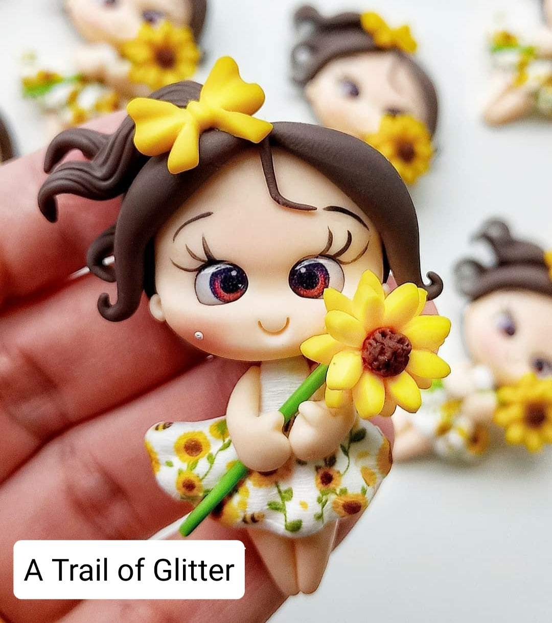 Sunflower dress girl with sunflower