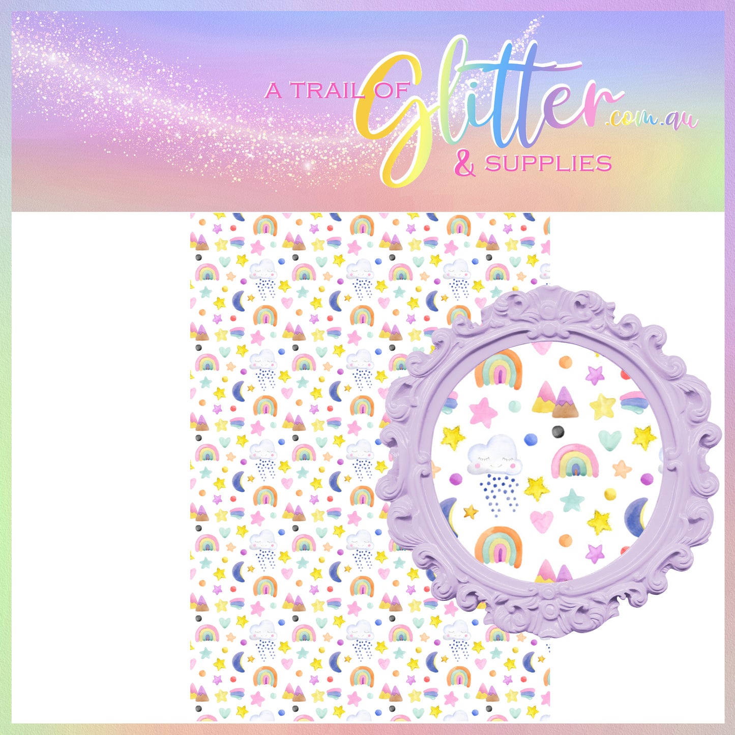 Whimsy Sky elements AVAILABLE IN BLUE OR WHITE COLOURWAY litchi leather- A4 sheet or Roll