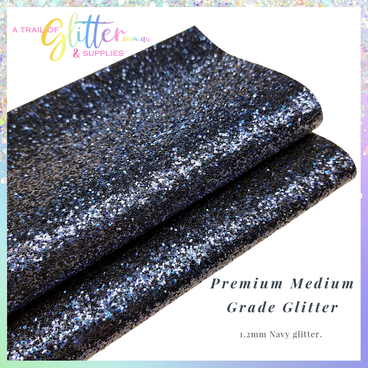 Premium Medium Grade Glitter Fabric - Navy 1.2mm Thickness