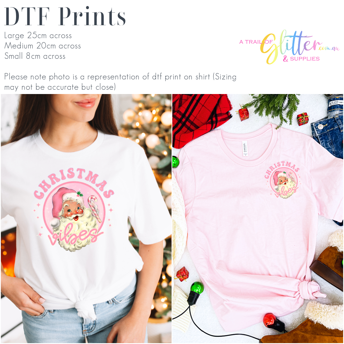 Christmas Vibes Pink Transfer