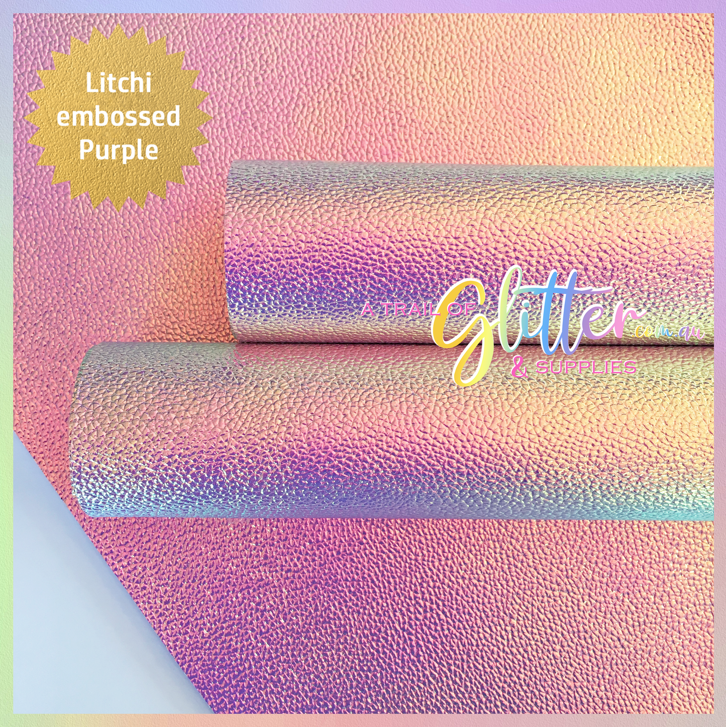 Colorful Litchi embossed PU Leather- Mix Colours - Pale Yellow, Blue, Pink, Iridescent White, Purple