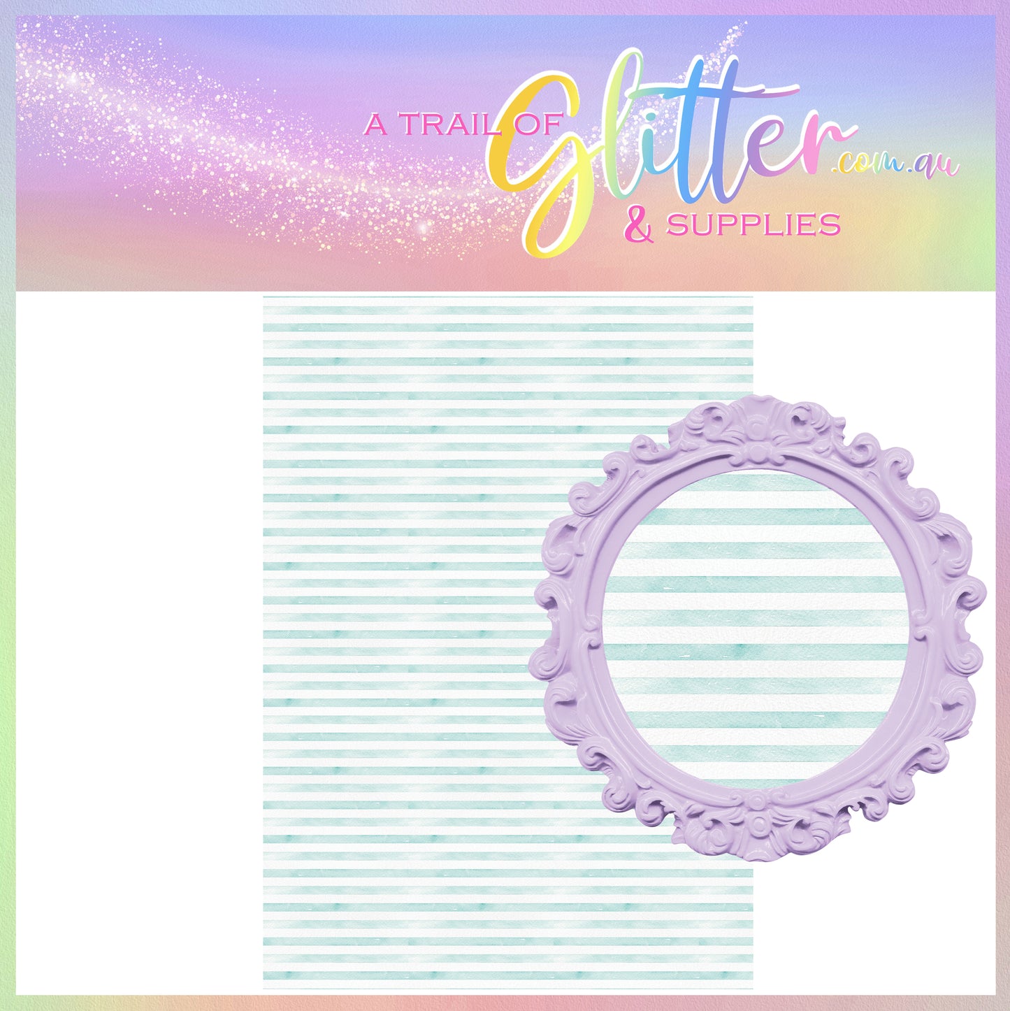 Blue/mint Pastel Stripes Faux Leather