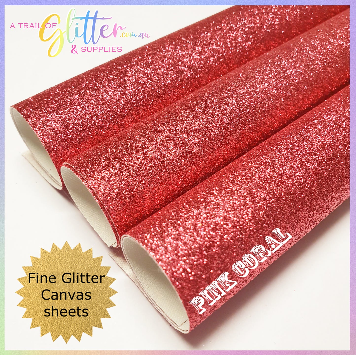 Fine Glitter PINK CORAL Sheet 20x34cm