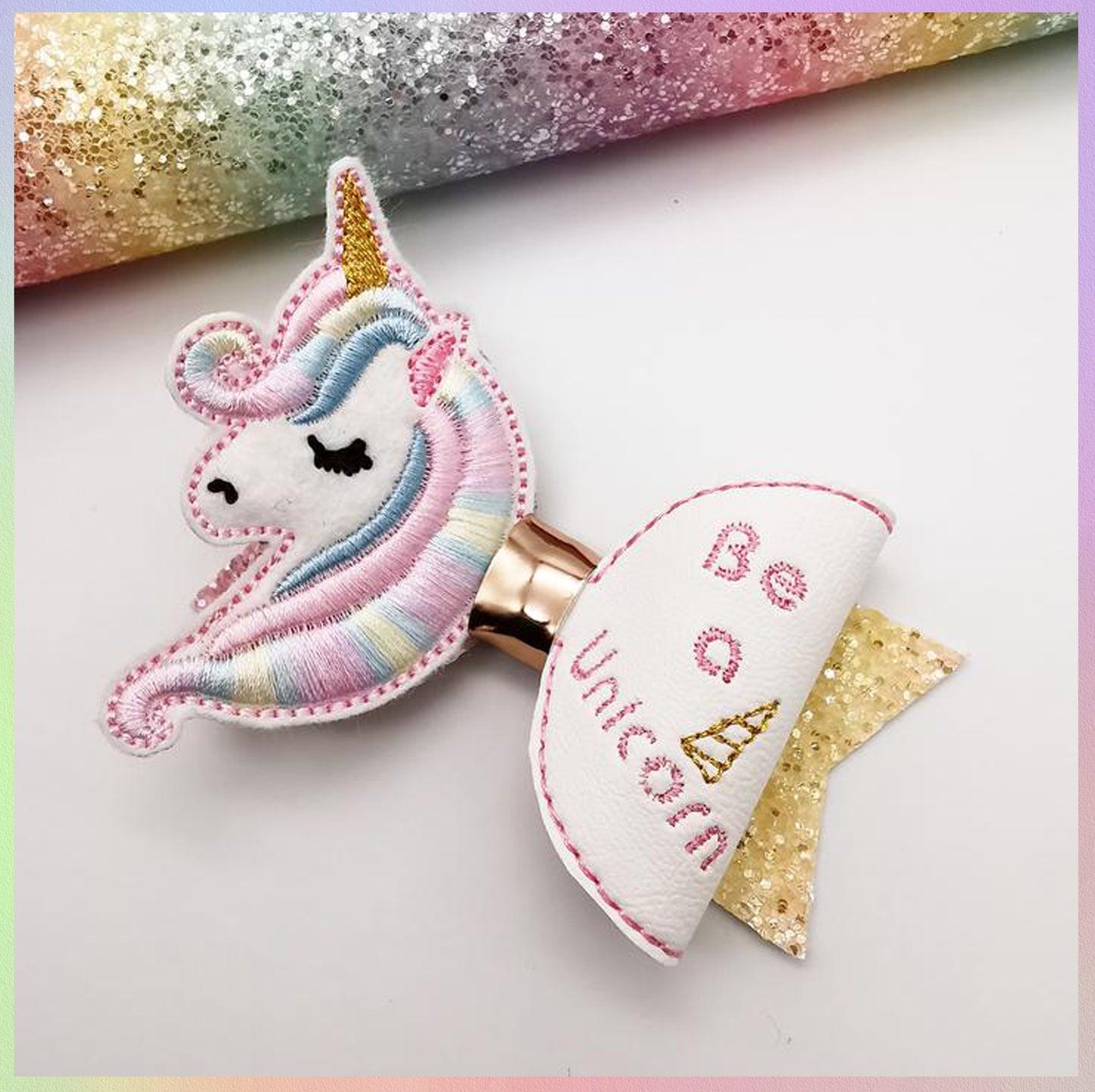 Be a Unicorn Embroidered Bow Half Featuring the Dolly Bow