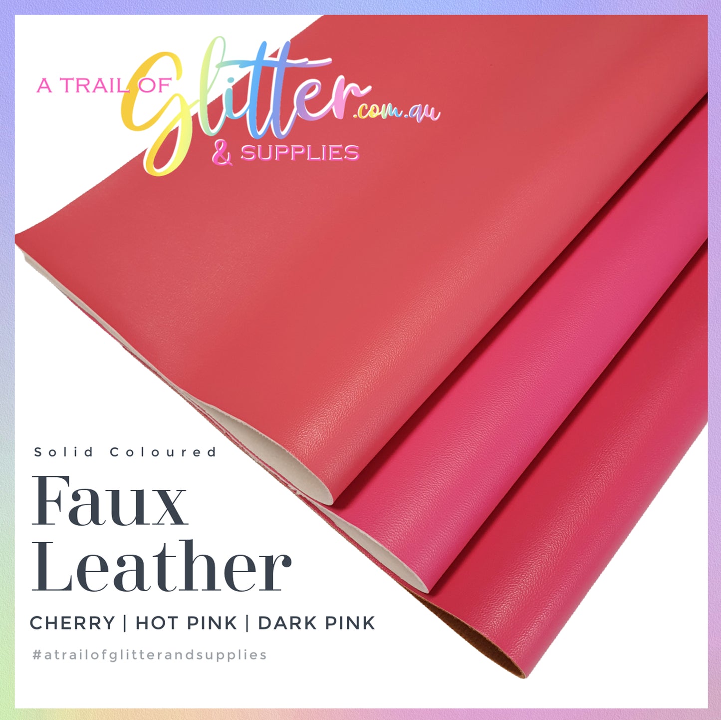 Faux Leather SOLID COLOURS - Cherry | Hot Pink | Dark Pink