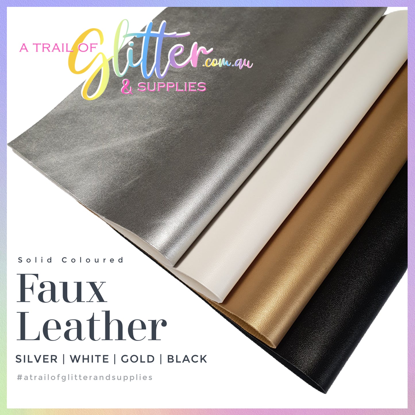 Faux Leather SOLID COLOURS - Black | Gold | White | Silver