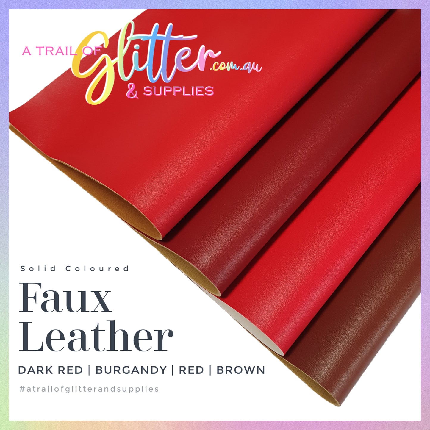 Faux Leather SOLID COLOURS - Dark Red | Burgundy | Red | Brown