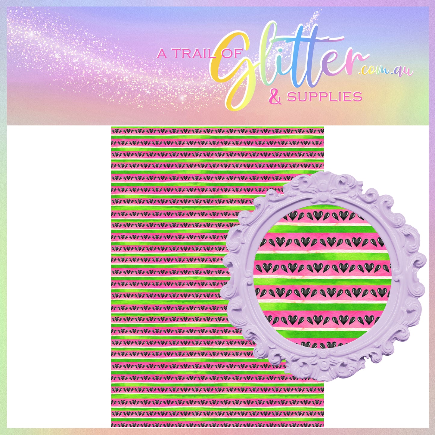 Watermelon Stripe Litchi Leather