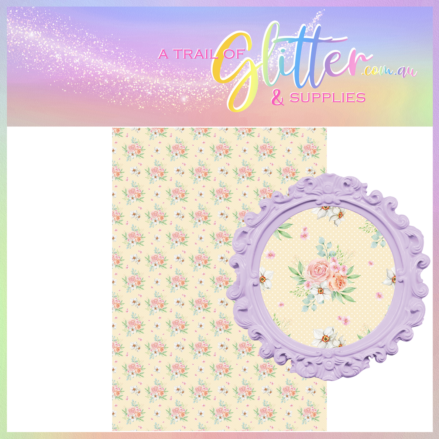 Whimsical Vintage Flowers Litchi Leather