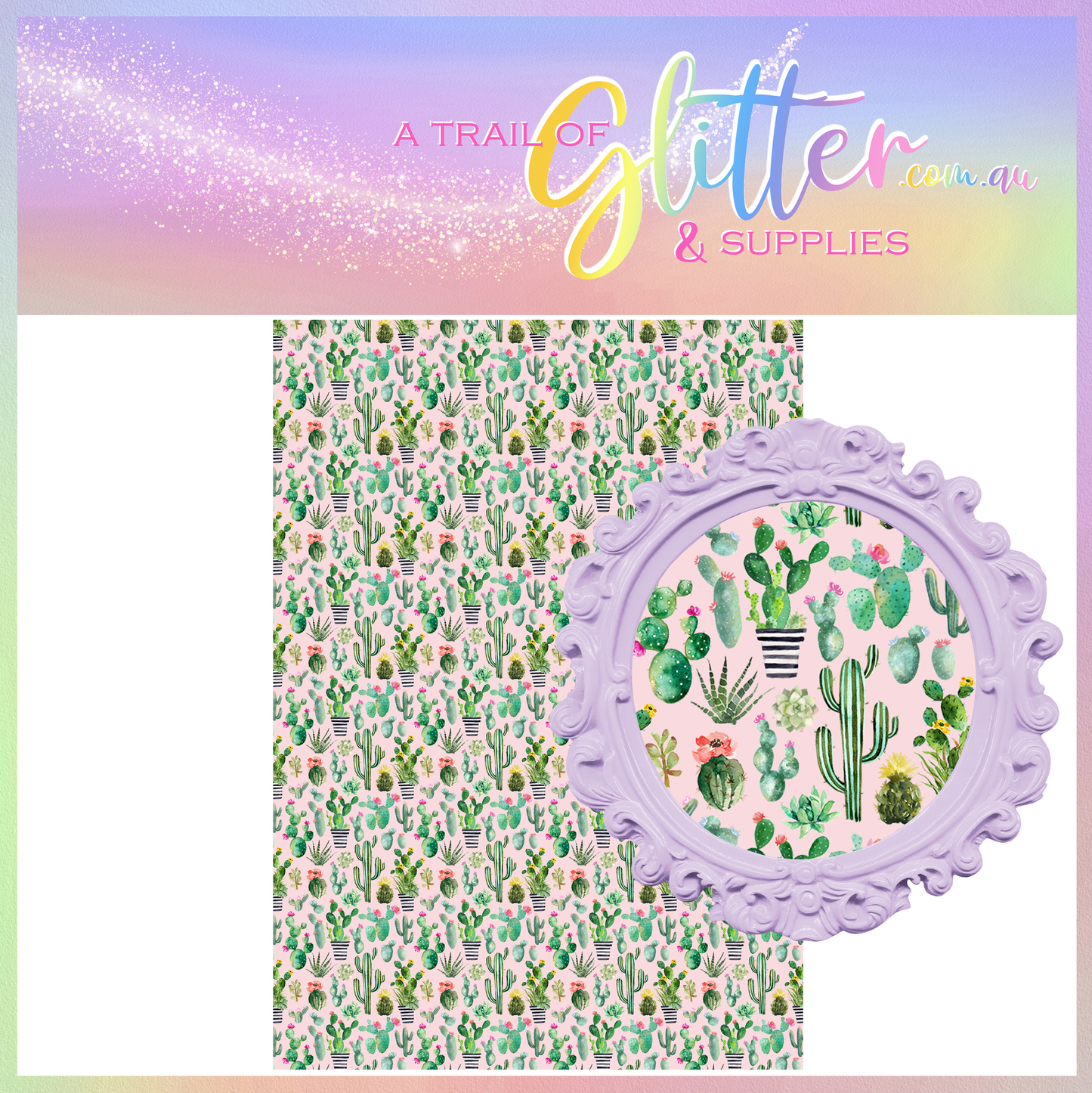 Pink Cactus Desert faux leather.