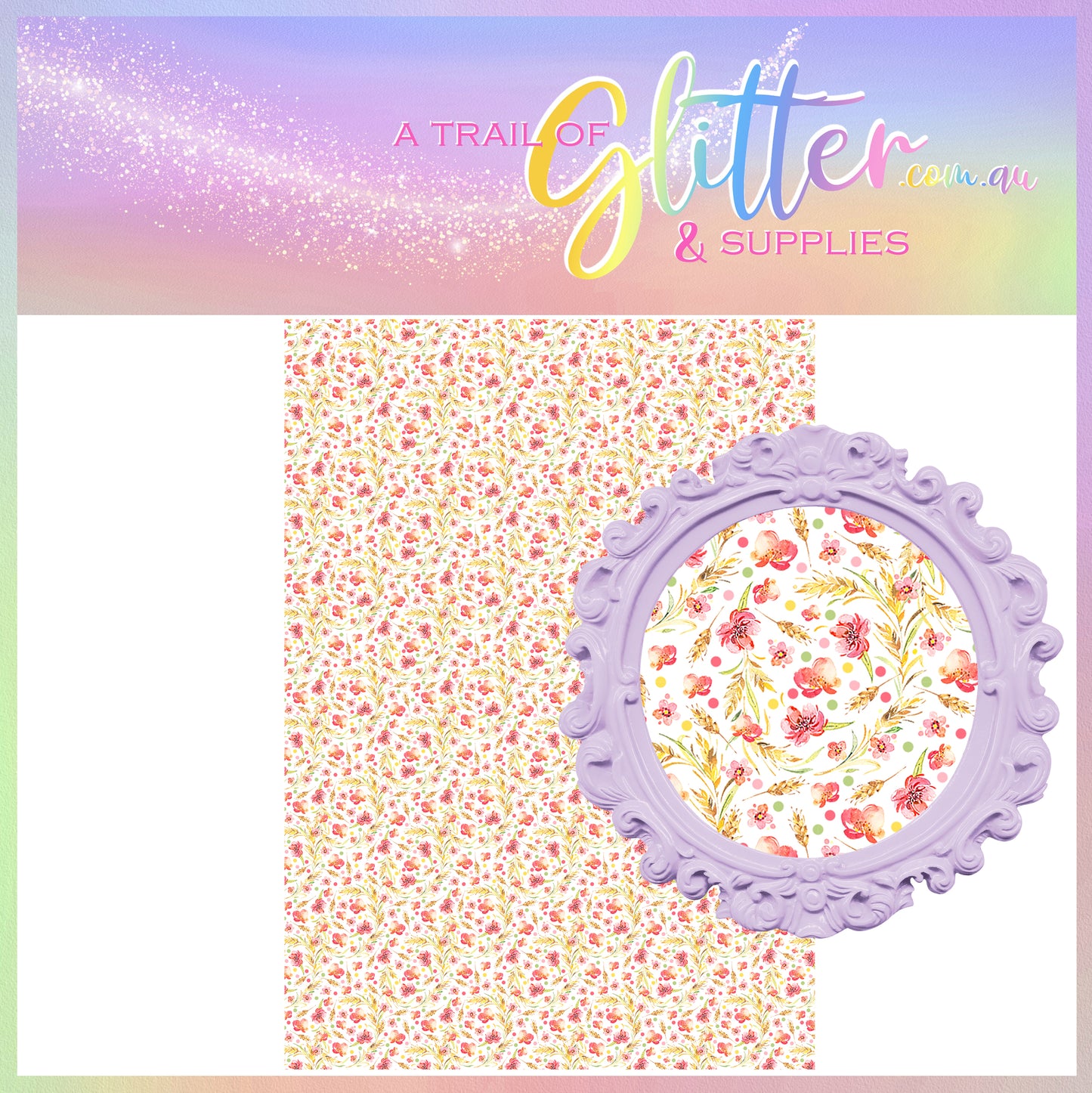 Rooster floral field faux leather.