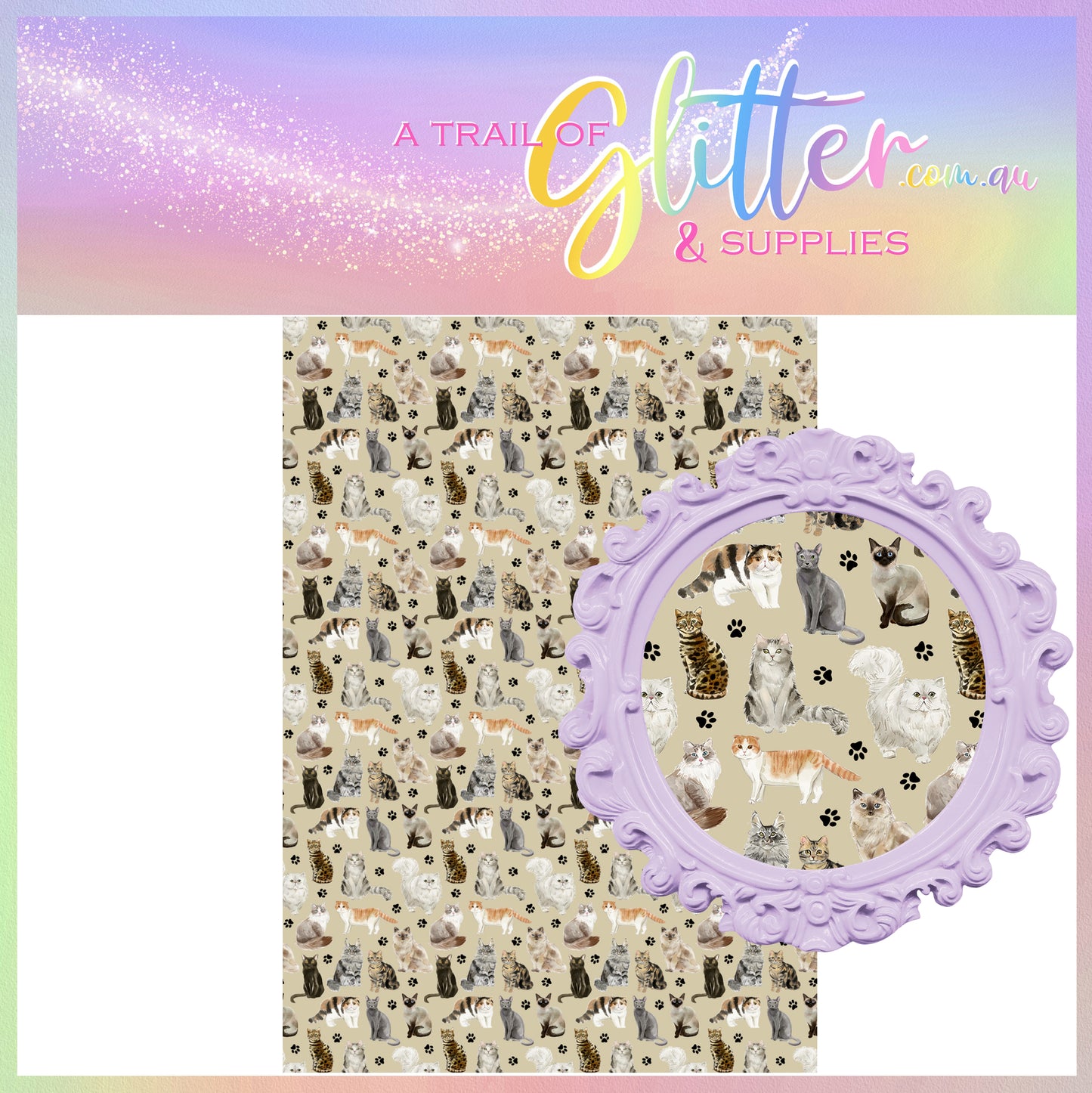 Cats faux leather- A4 sheet or Roll