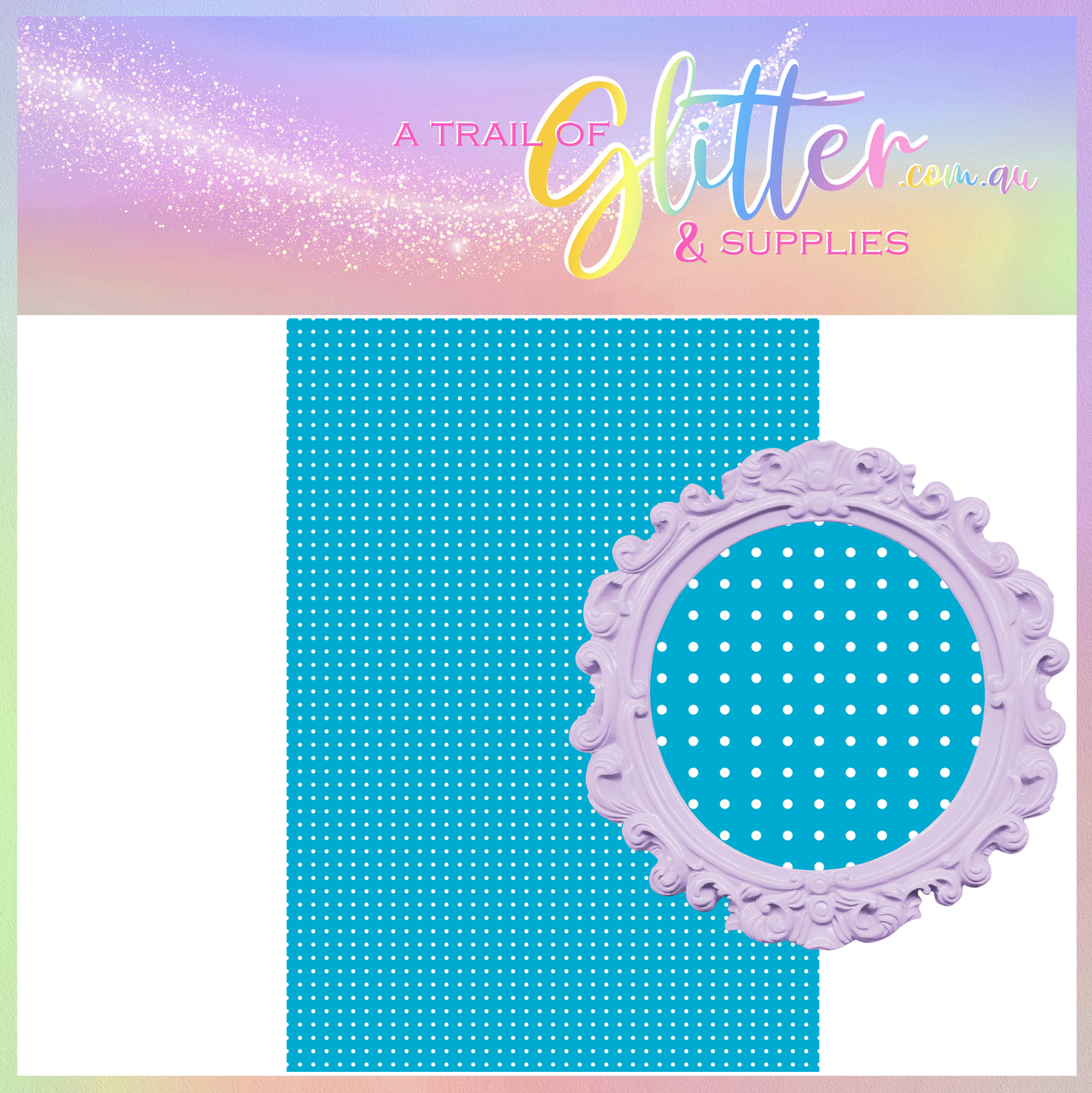 Aqua Blue Polka Dot Litchi Leather