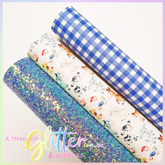 FARMERS RANGE Blue Fabric Pack x 3 A4 Sheets.