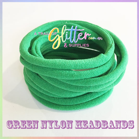 Christmas Green Nylon Headband 10 or 20 SUPER SOFT THIN headband ONE SIZE FITS ALL