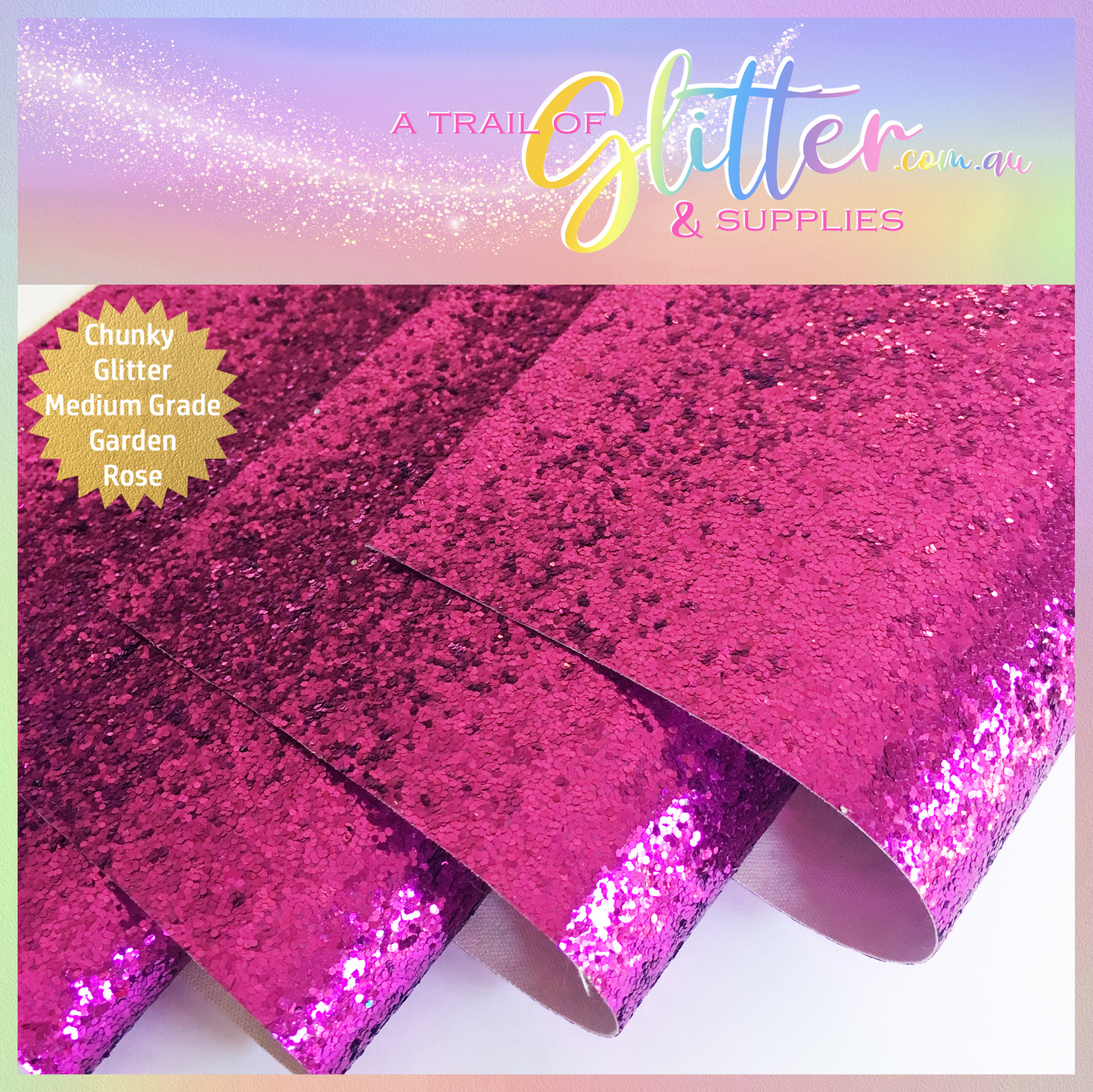 Medium Grade Glitter Fabric - Garden Rose 0.8mm Thickness A4 Sheet
