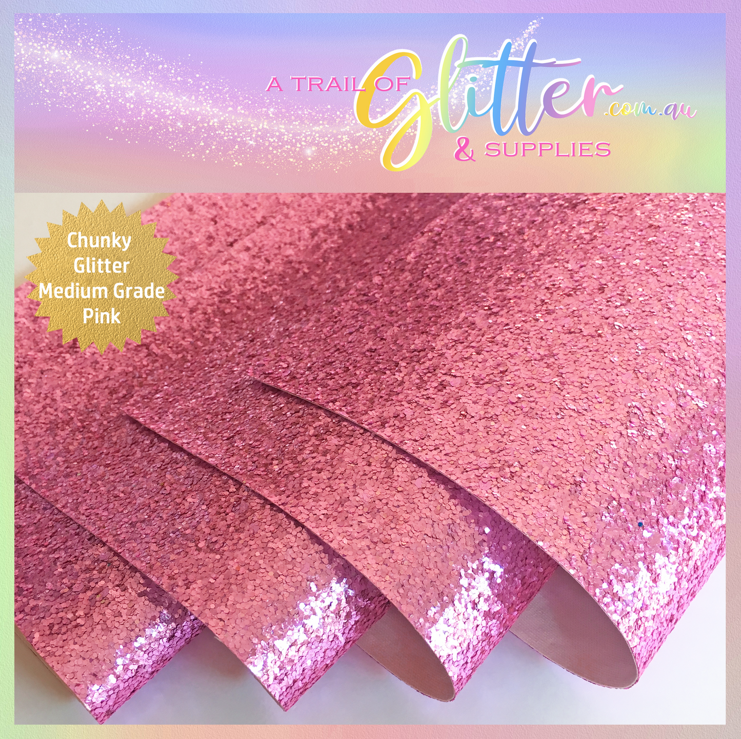 Medium Grade Glitter Fabric - Pink 0.8mm Thickness