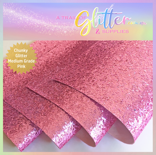 Medium Grade Glitter Fabric - Pink 0.8mm Thickness