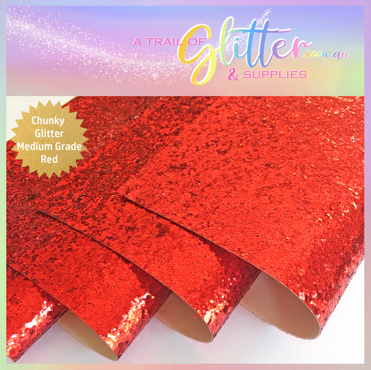 Medium Grade Glitter Fabric - Red 0.8mm Thickness