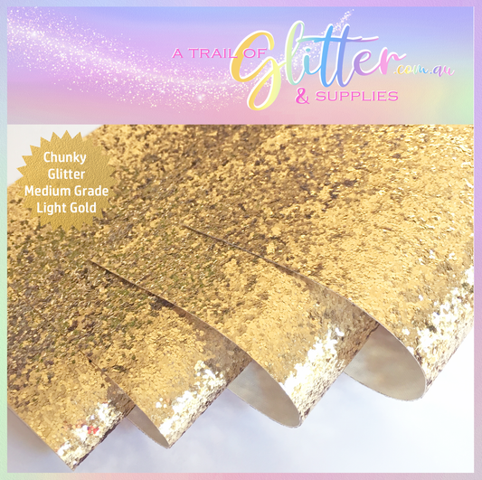Medium Grade Glitter Fabric - Light Gold 0.8mm Thickness