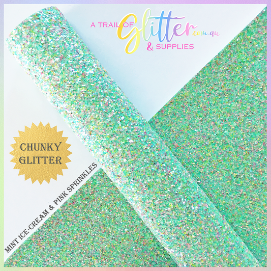 Chunky Glitter - Mint Ice-cream & Pink Sprinkles