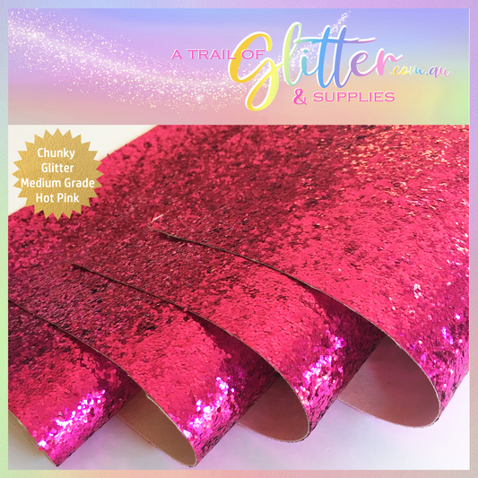 Medium Grade Glitter Fabric - Hot Pink 0.8mm Thickness A4 Sheet