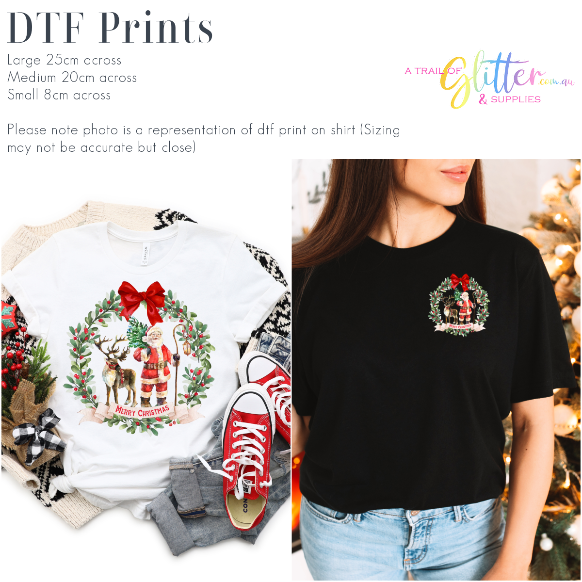 Santa & reindeer wreath Transfer