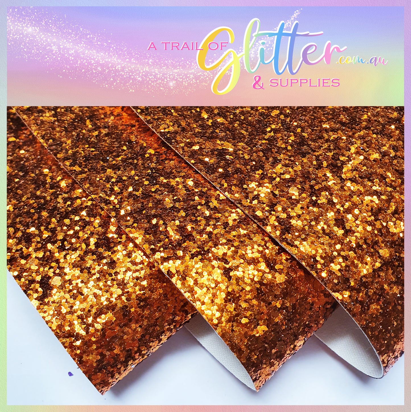 Medium Grade Glitter Fabric - Orange 0.8mm Thickness