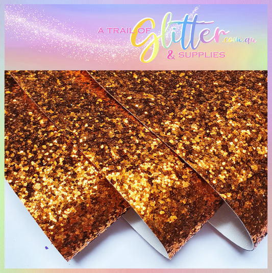Medium Grade Glitter Fabric - Orange 0.8mm Thickness