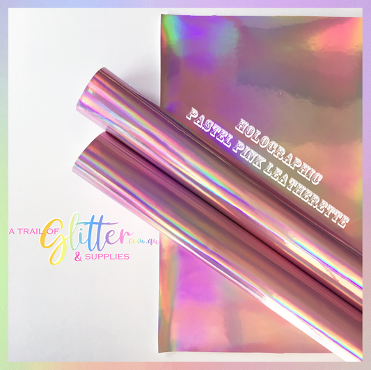 Holographic Pastel Pink PU Leather