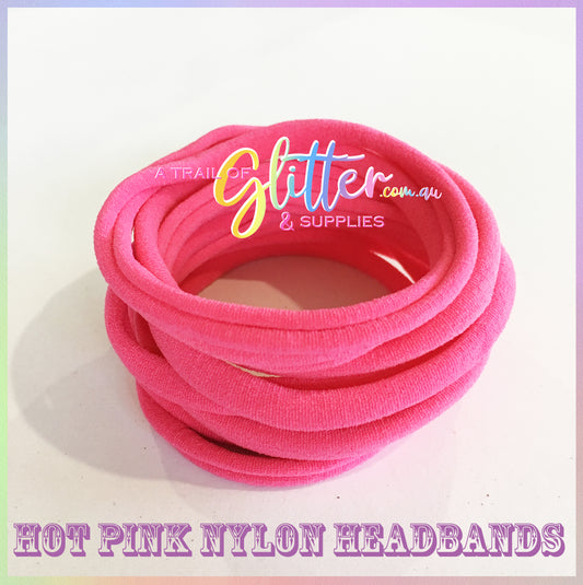 Hot Pink Nylon Headband 10 or 20 SUPER SOFT THIN headband ONE SIZE FITS ALL