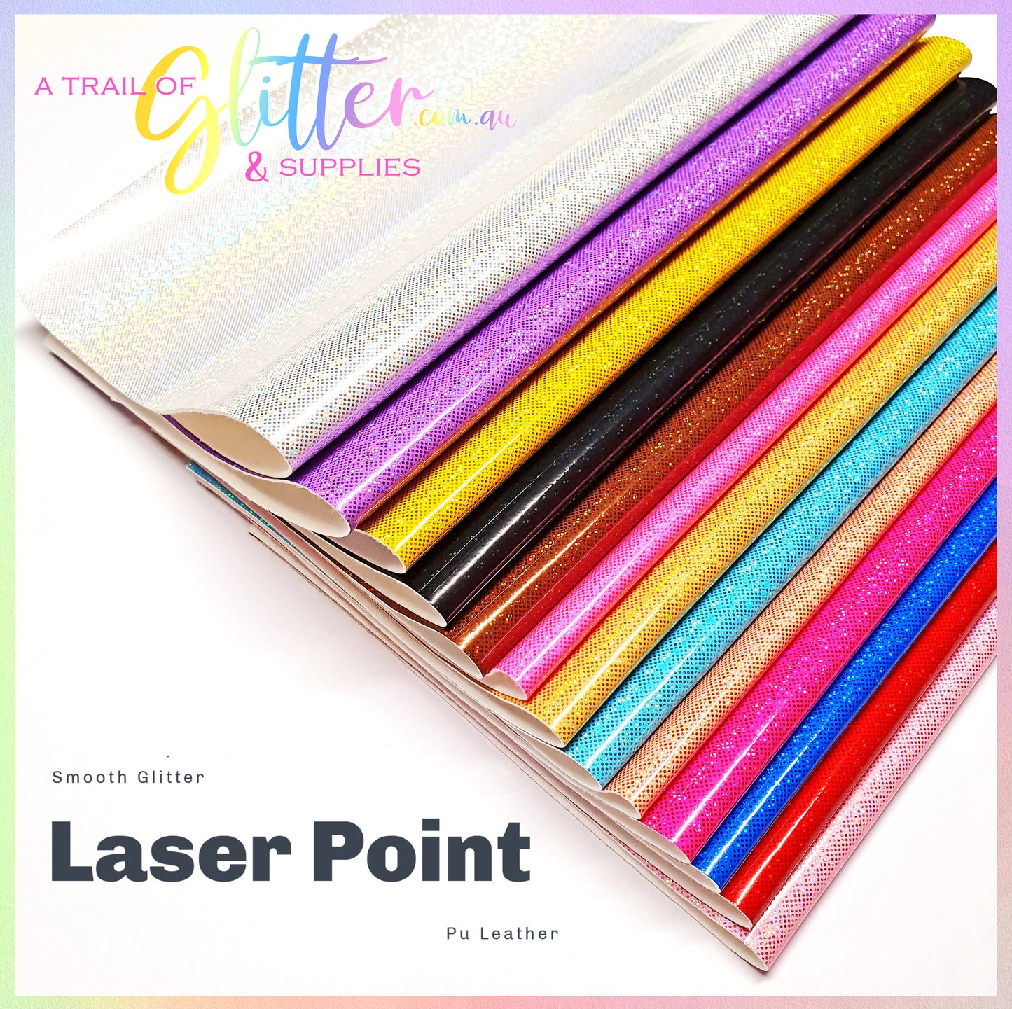 Smooth Glitter Laser Point Faux Leather.