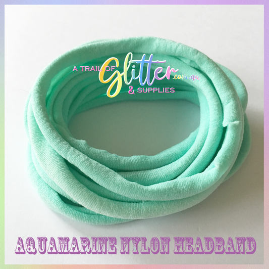 Aquamarine Nylon Headband 10 or 20 SUPER SOFT THIN headband ONE SIZE FITS ALL