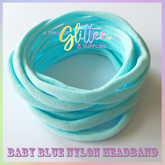 Baby Blue Nylon Headband x 20 SUPER SOFT THIN headband ONE SIZE FITS ALL