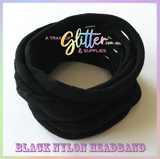 Black Nylon Headband 10 or 20 SUPER SOFT THIN headband ONE SIZE FITS ALL