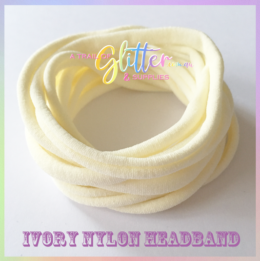 Ivory Nylon Headband 10 or 20 SUPER SOFT THIN headband ONE SIZE FITS ALL