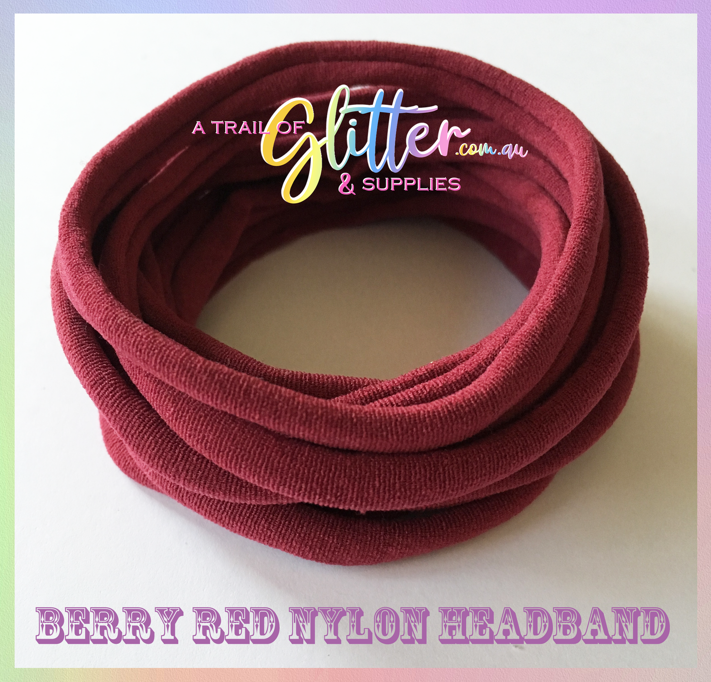 Red Berry Nylon Headband 10 or 20 SUPER SOFT THIN headband ONE SIZE FITS ALL