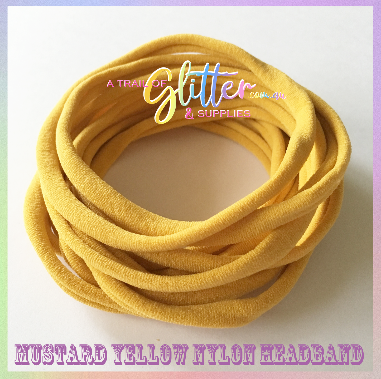 Mustard Yellow Nylon Headband x 10 SUPER SOFT THIN headband ONE SIZE FITS ALL