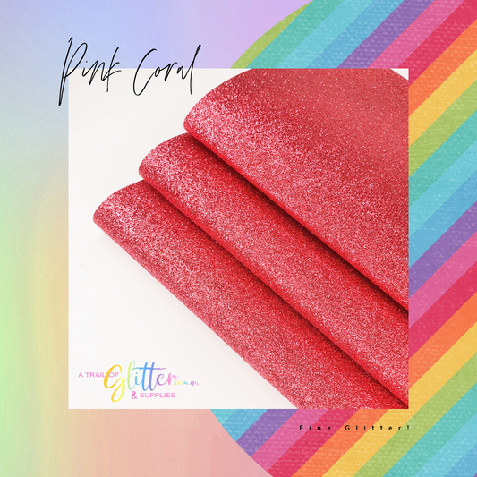 Fine Glitter PINK CORAL Sheet 20x34cm