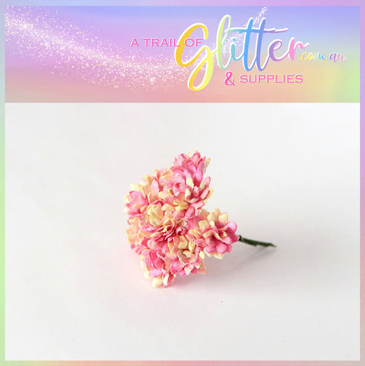 Pink and yellow asters paper flowers set of 10