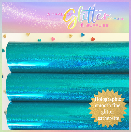 Shimmering pu coloured glitter leather - Pixel Blue