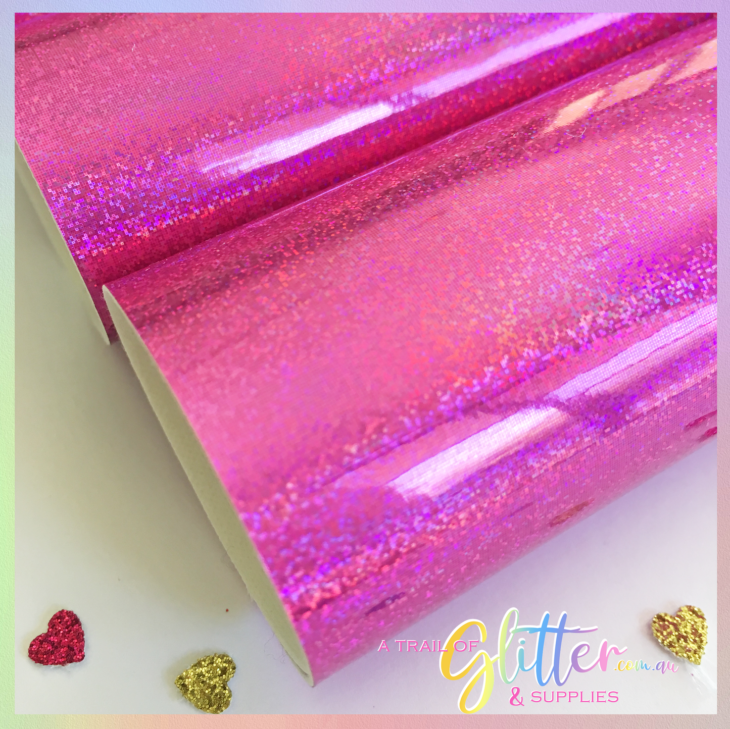 Shimmering pu coloured glitter leather - Pixel Hot Pink