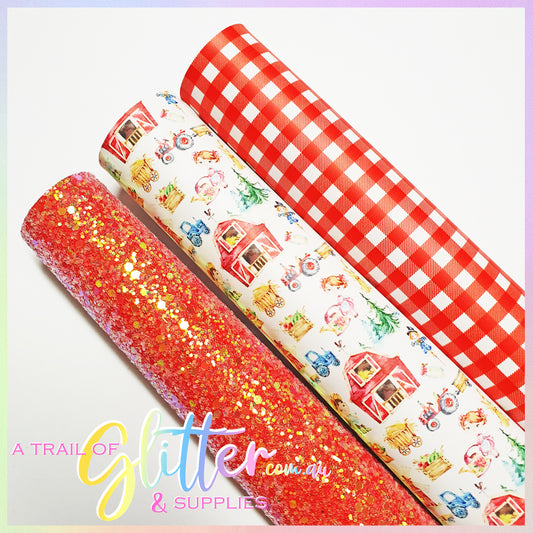 FARMERS RANGE Red Fabric Pack x 3 A4 Sheets.