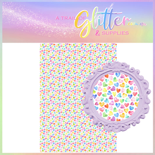 Rainbow Watercolour Hearts