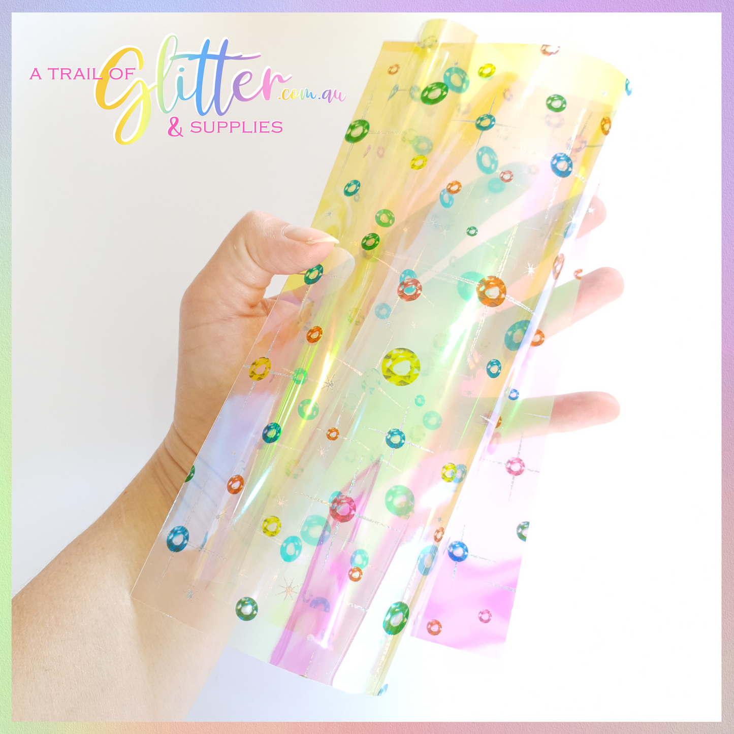 Iridescence, embossed rainbow TPU composite film for bows