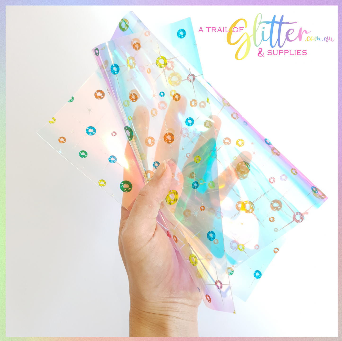 Iridescence, embossed rainbow TPU composite film for bows