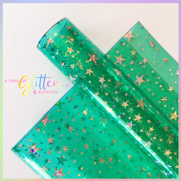PVC Soft Glitter Plastic film Green A Trail of Glitter