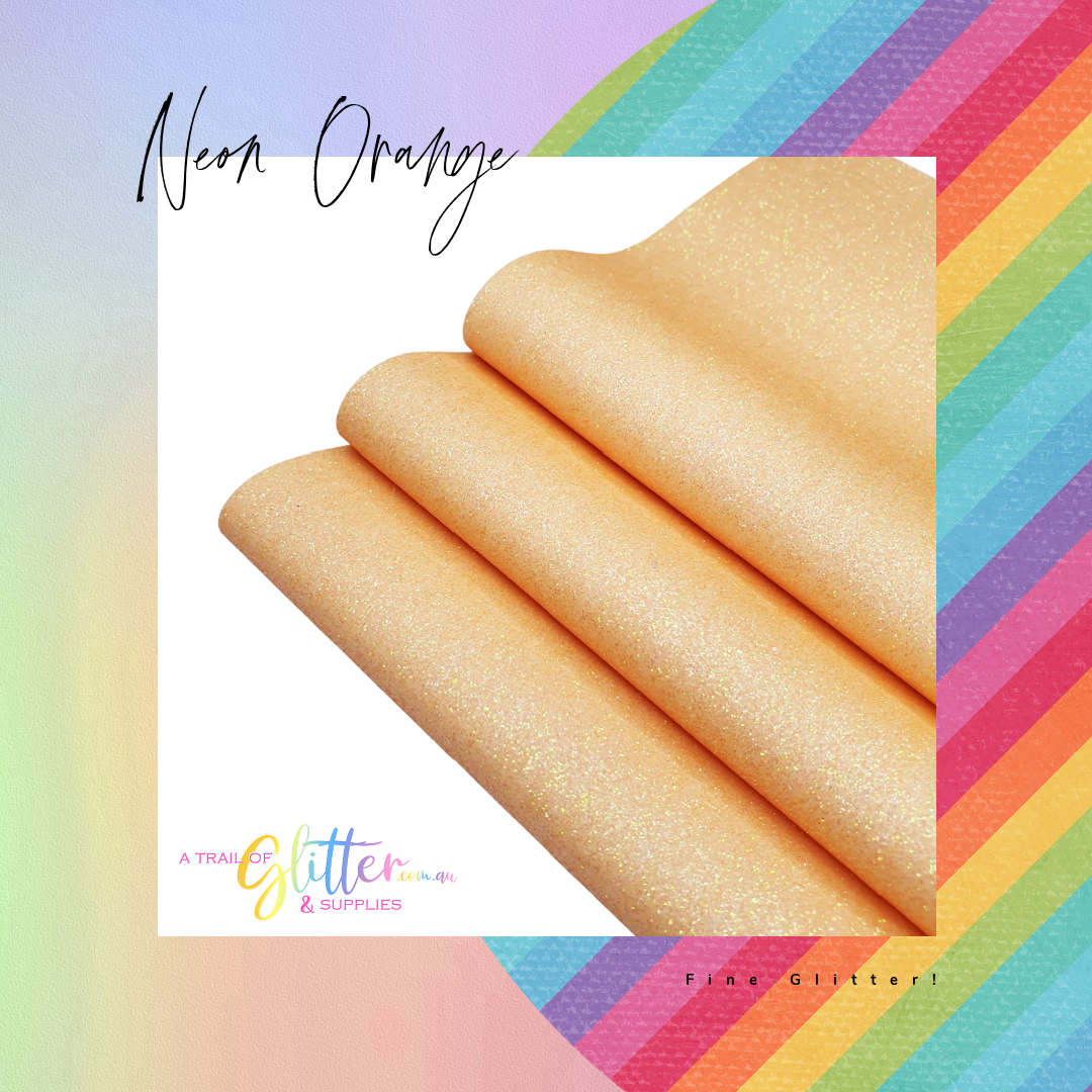 Fine Glitter NEON ORANGE A4 Sheet 20x34cm