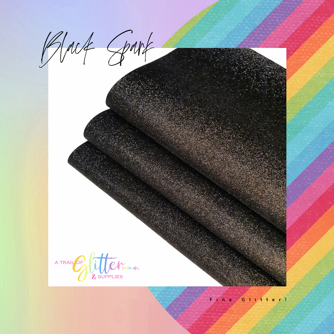 Fine Glitter BLACK SPARK A4 Sheet 20x34cm