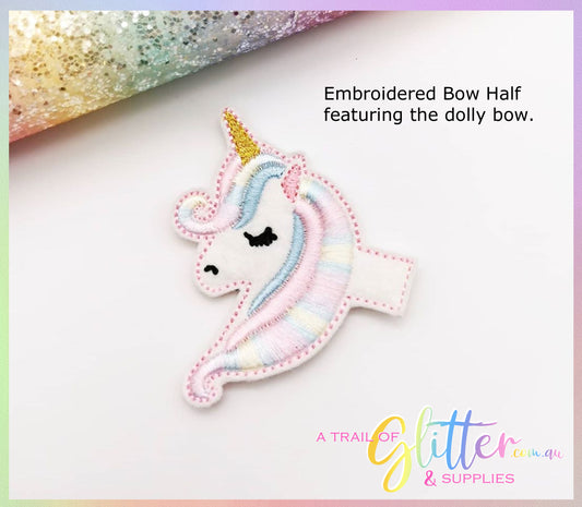 Be a Unicorn Embroidered Bow Half Featuring the Dolly Bow